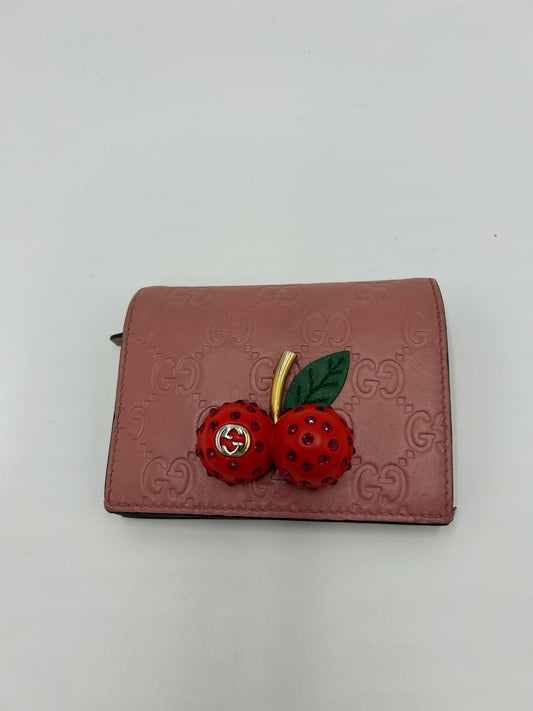 Gucci Embossed Pink Cherry Wallet