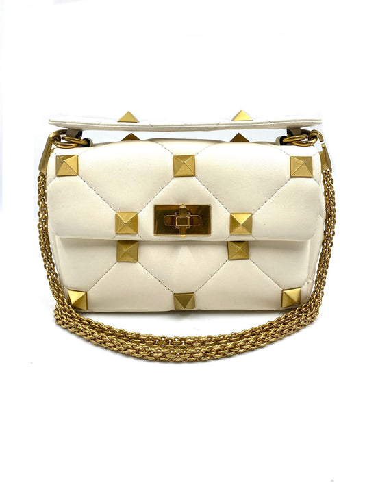 Valentino Garavani White Medium Roman Stud Bag