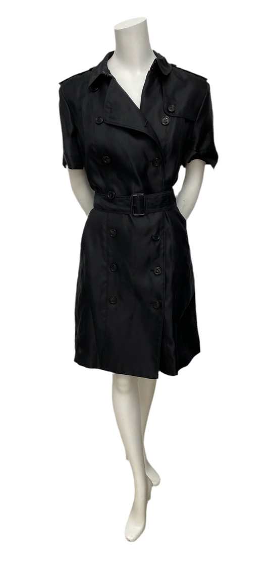 Burberry Black Belted Trench Dress Size 14