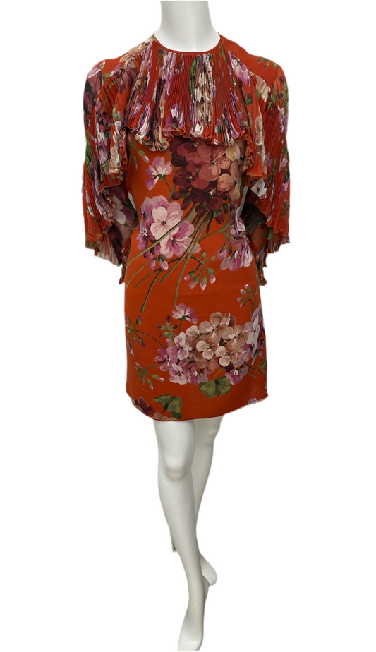 Gucci Red Floral Silk Dress Size 42