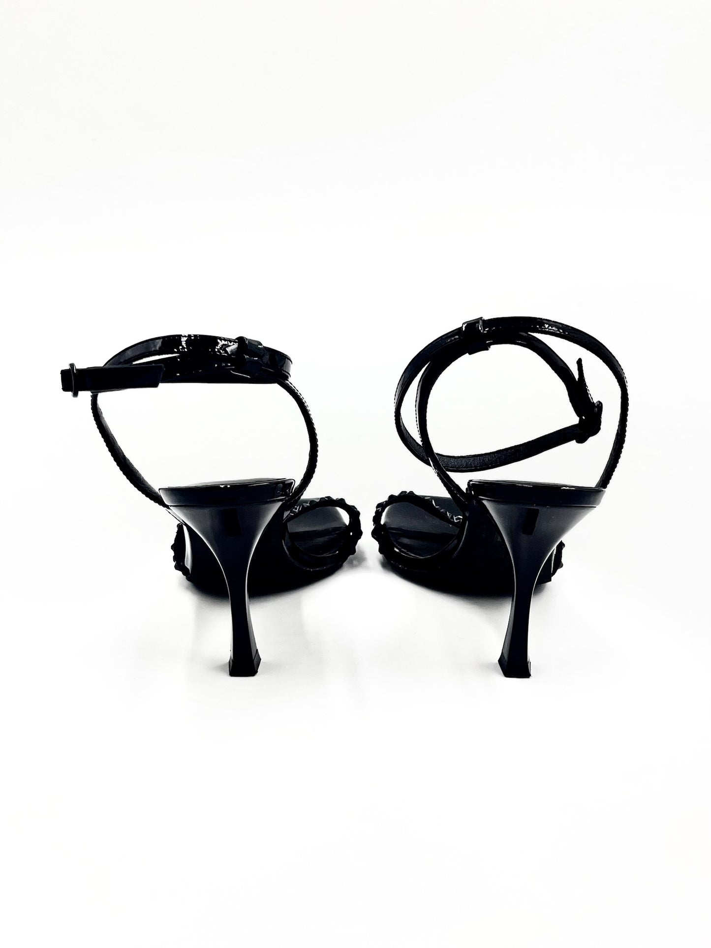 Wishbone Black Ankle Strap Heels Size 7