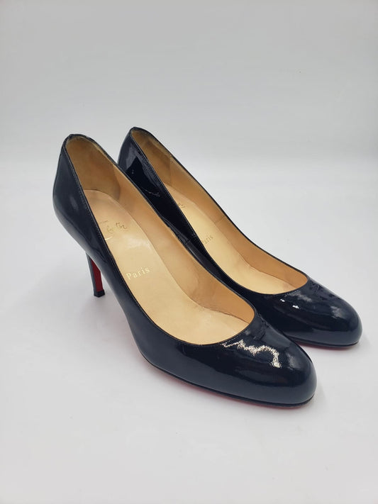 Christian Louboutin Black Patent Round Toe Pump Size 39
