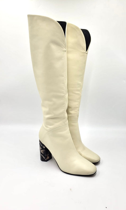 Sigerson Morrison White Tall Leather Boots Size 38