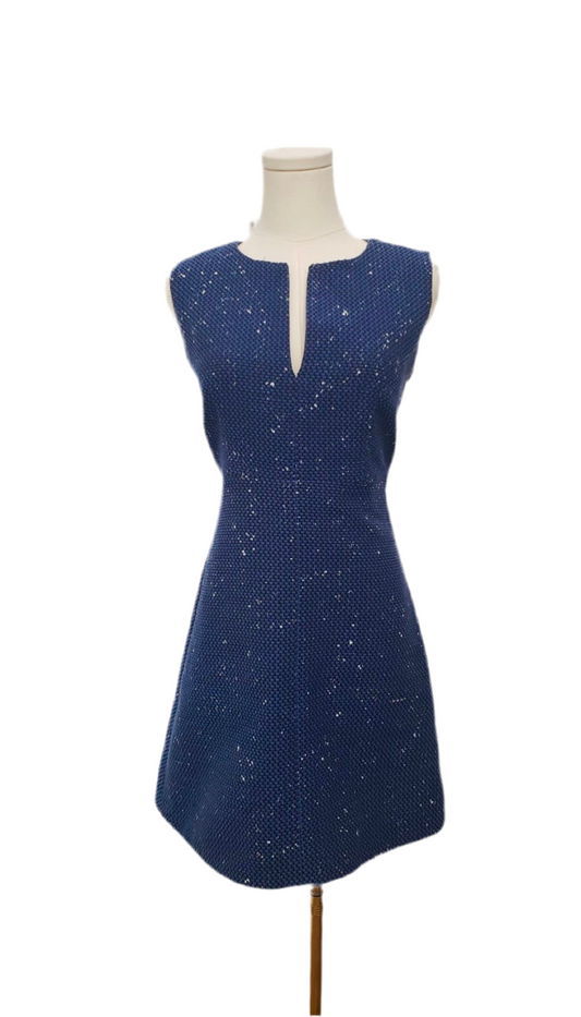 Diane Von Furstenberg Blue Tweed Sheath Dress Size 6