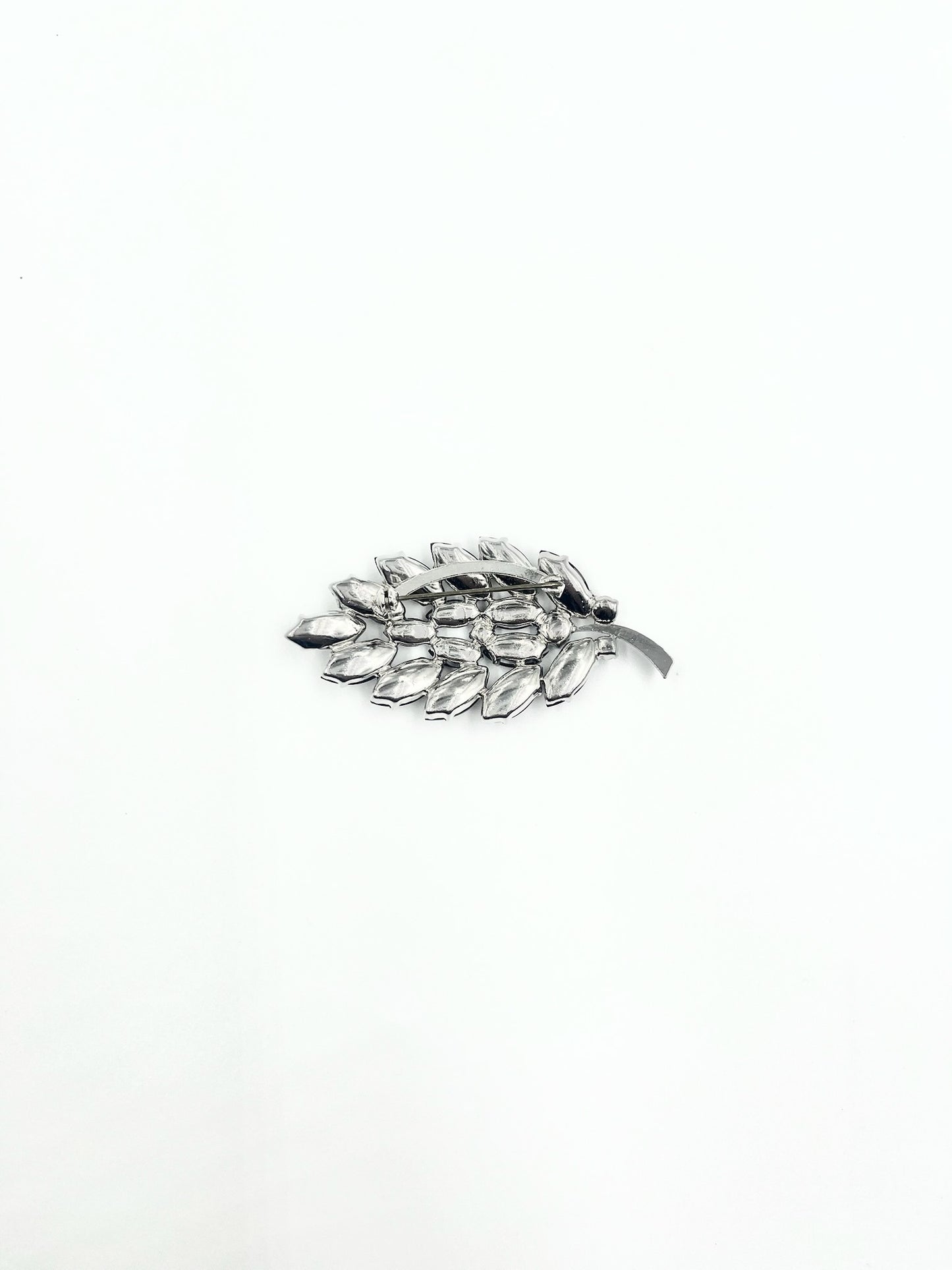 Vintage Jet Black Glass Rhinestones Aurora Borealis Mid Century Pin Brooch