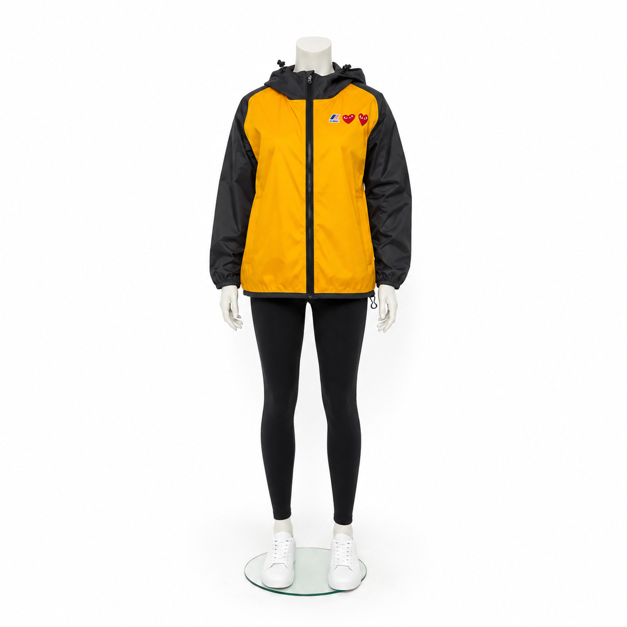 Play Comme Des Garçon x K-Way Claude Yellow & Navy Rain Jacket Size M
