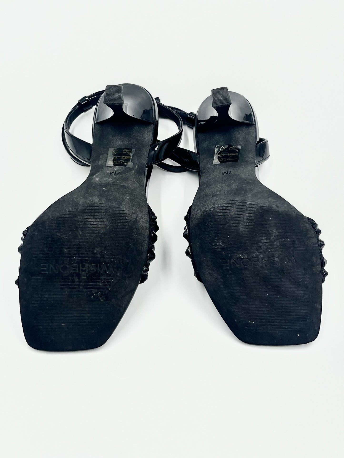 Wishbone Black Ankle Strap Heels Size 7