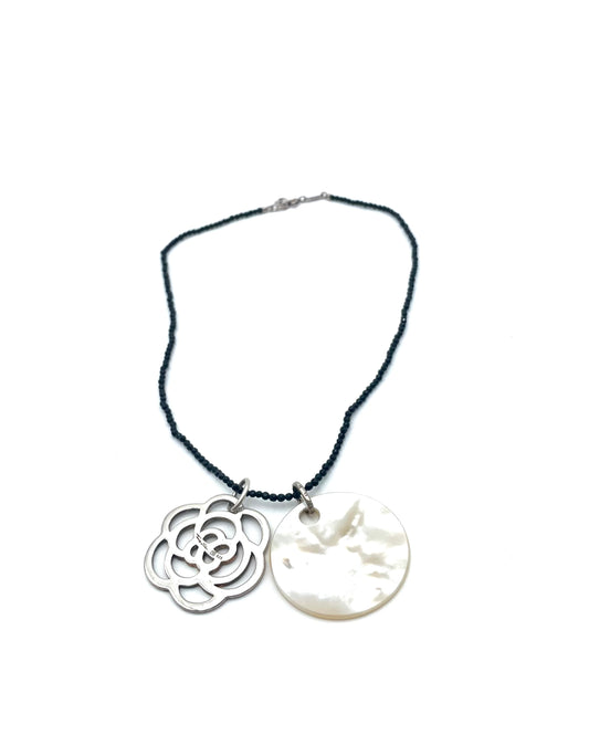 Thomas Sabo Open Work Sterling Silver & Mother Of Pearl Pendant Necklace