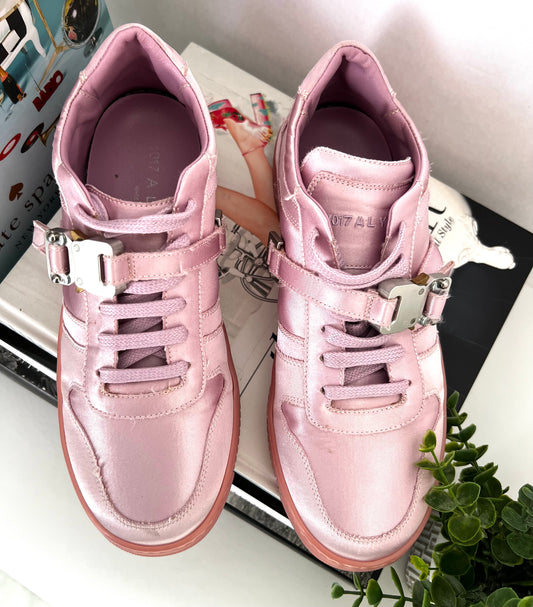 1017 ALYX 9SM Pink Satin Buckle Detail Low Top Sneakers Size 40 US 10