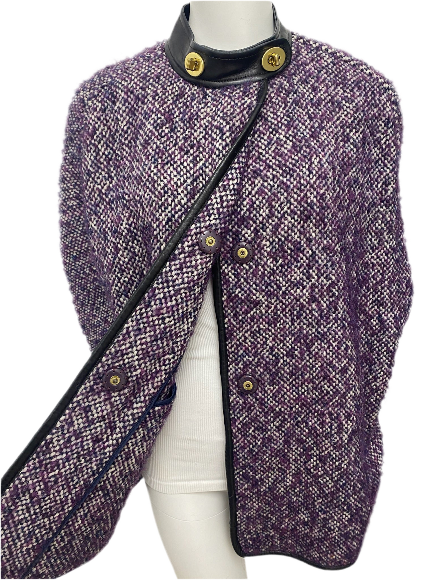 Coach Purple Wool Cape Jacket Size M