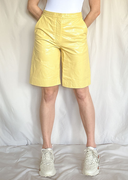 Remain Christensen Birger Maisy Yellow Straw Leather Shorts Size 28/ US6