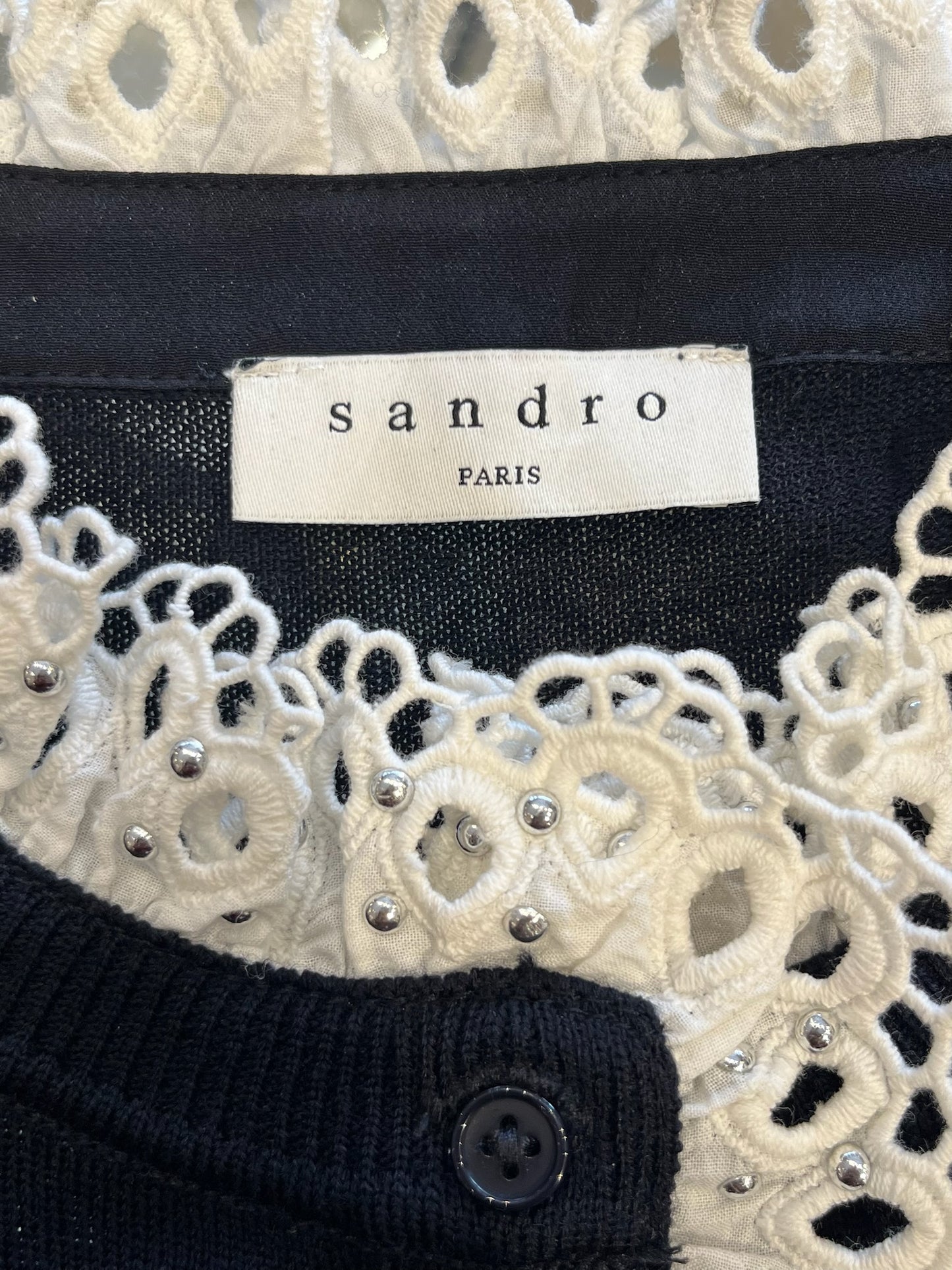 Brand New Sandro Navy Knit Blouse Size M