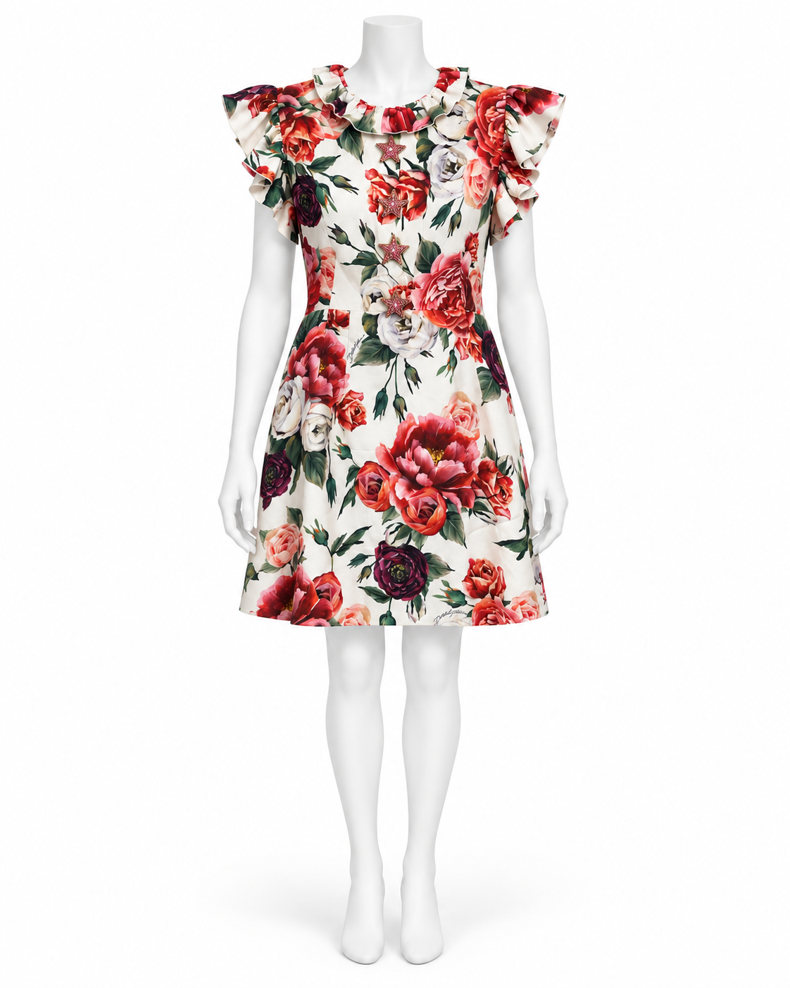 Dolce & Gabanna Embellished Floral Crepe Dress Size 40 US 4