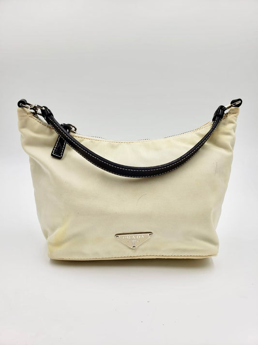 Prada Tessuto Sirio Bianco Nero Pochette Handbag