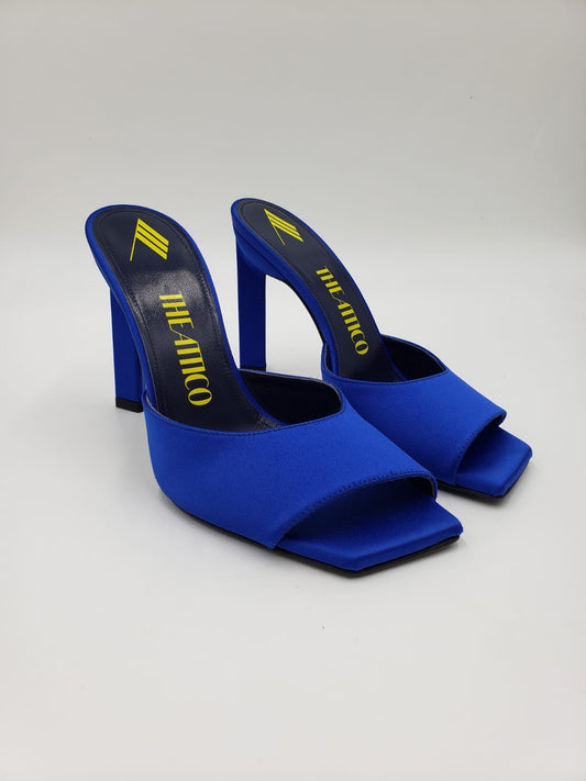 Brand New The Attico Blue “Kaia” Embellished Satin Mule Size 7