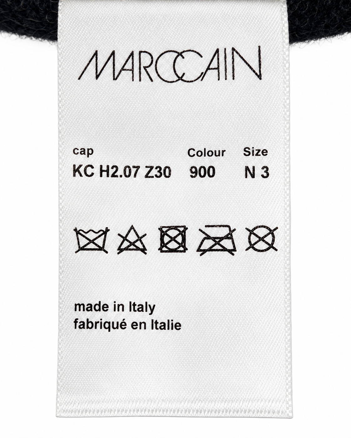 MarcCain Black Wool Beanie Hat With Faux Fur Pom Pom