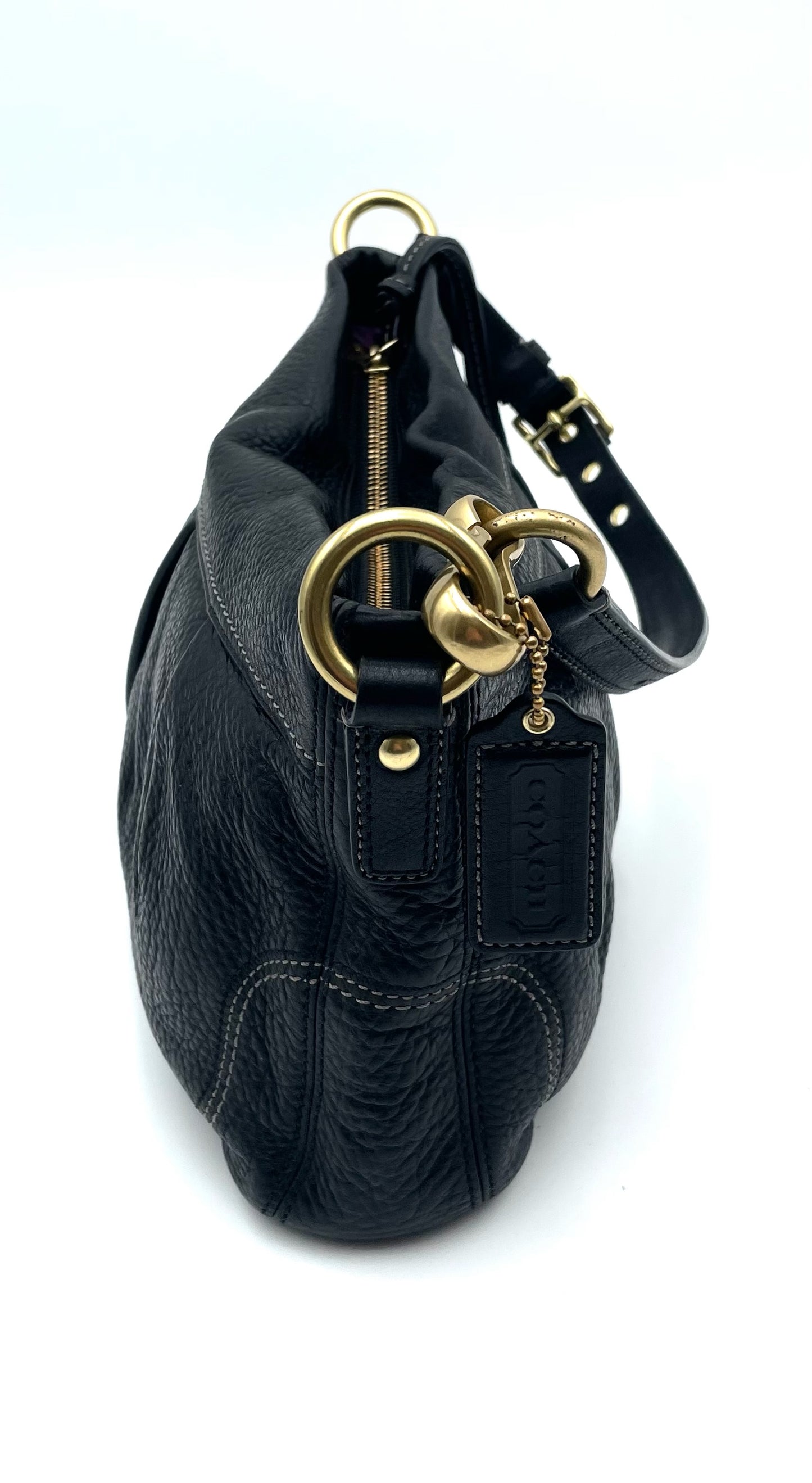 Coach Black Leather Hampton Hobo Bag