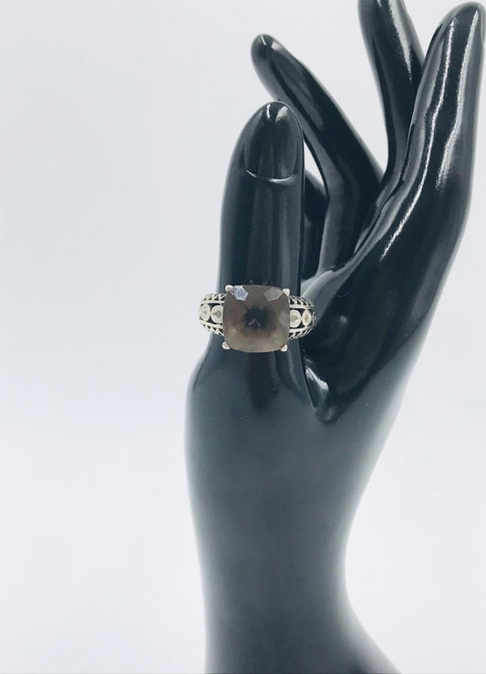 Smokey Quartz Sterling Silver 825 Ring Size 8.5