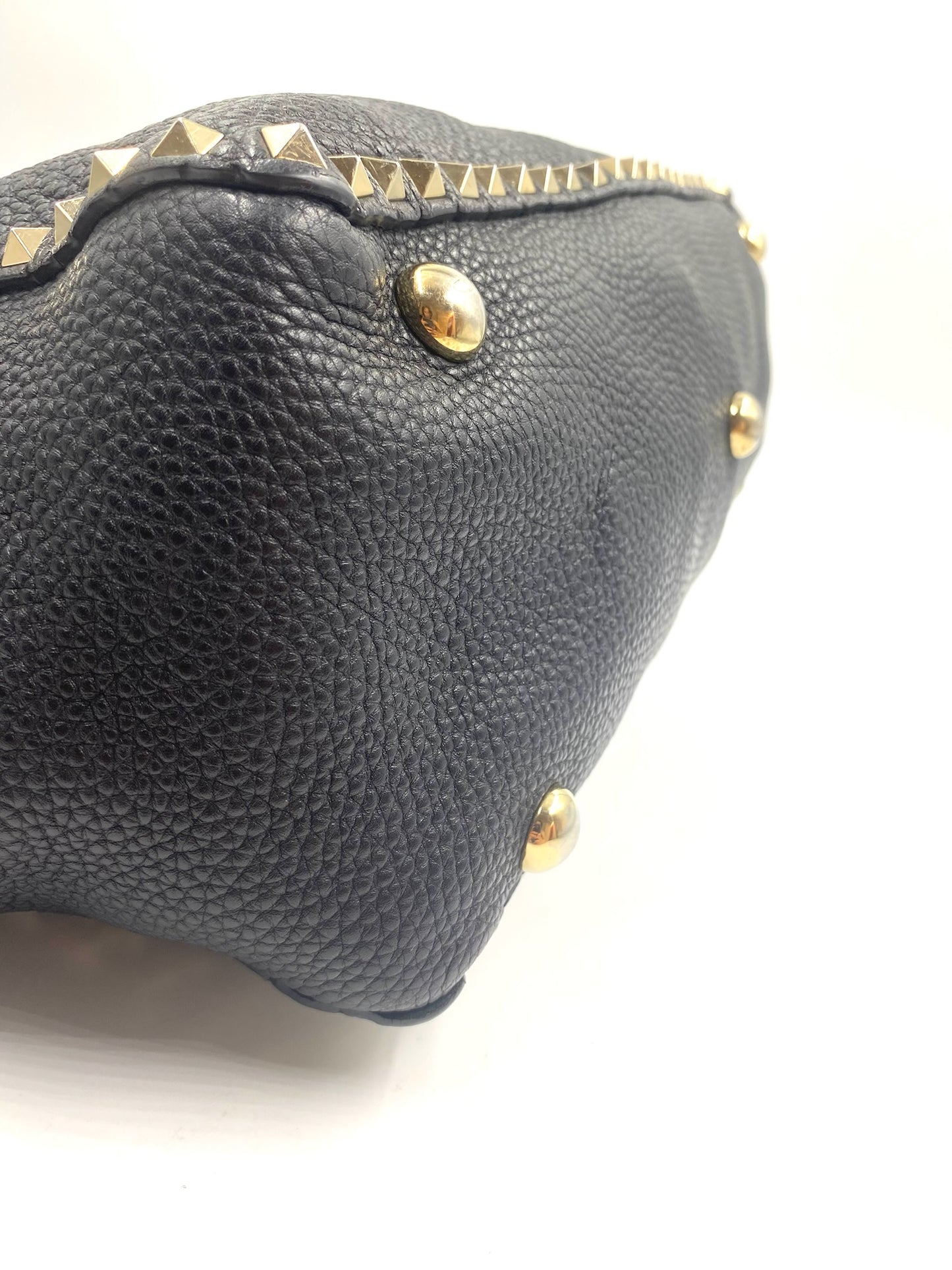 Valentino Garavani Black Rockstud Leather Tote