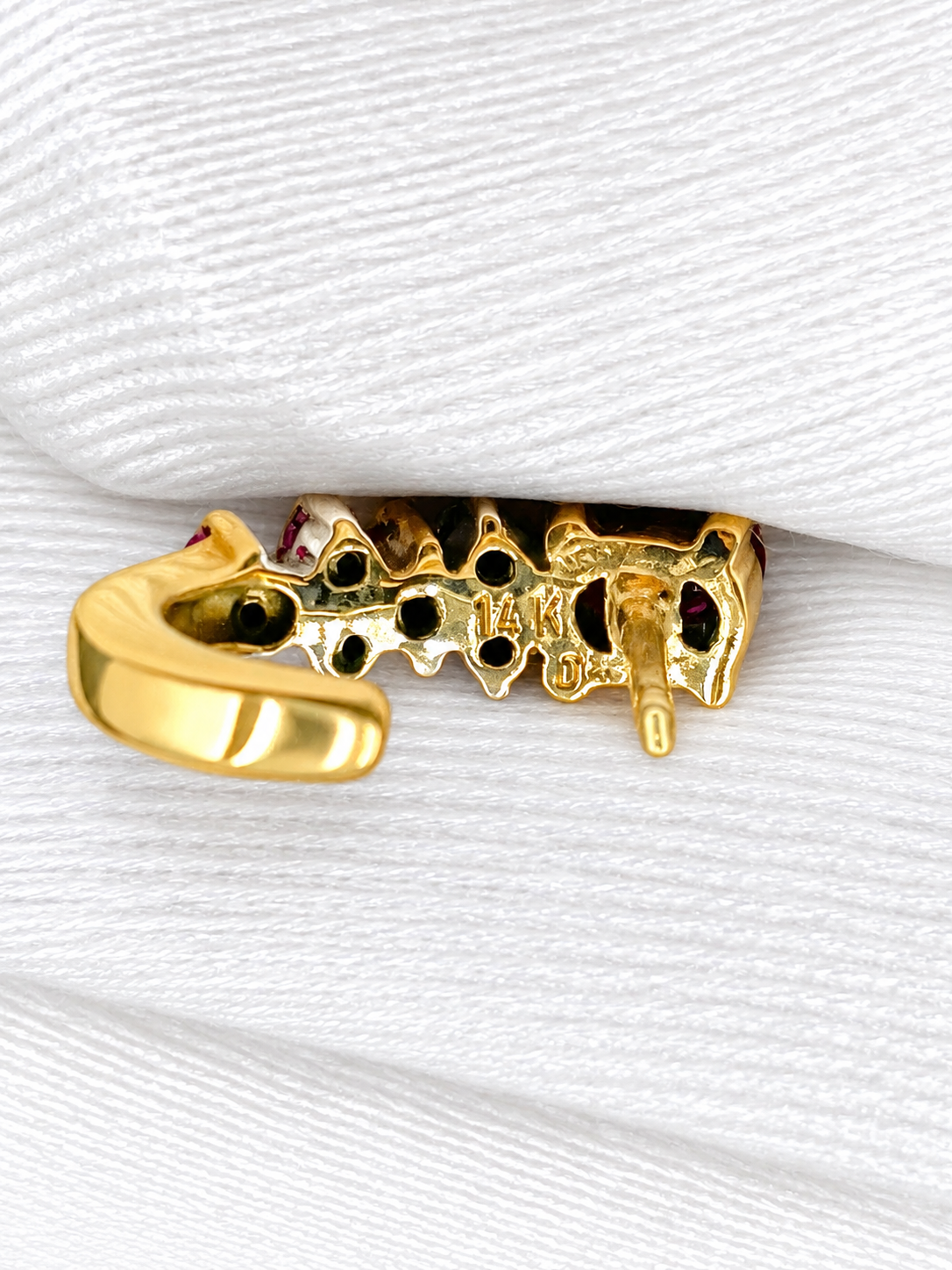 14K Gold, Diamond & Ruby Earrings & Necklace Set