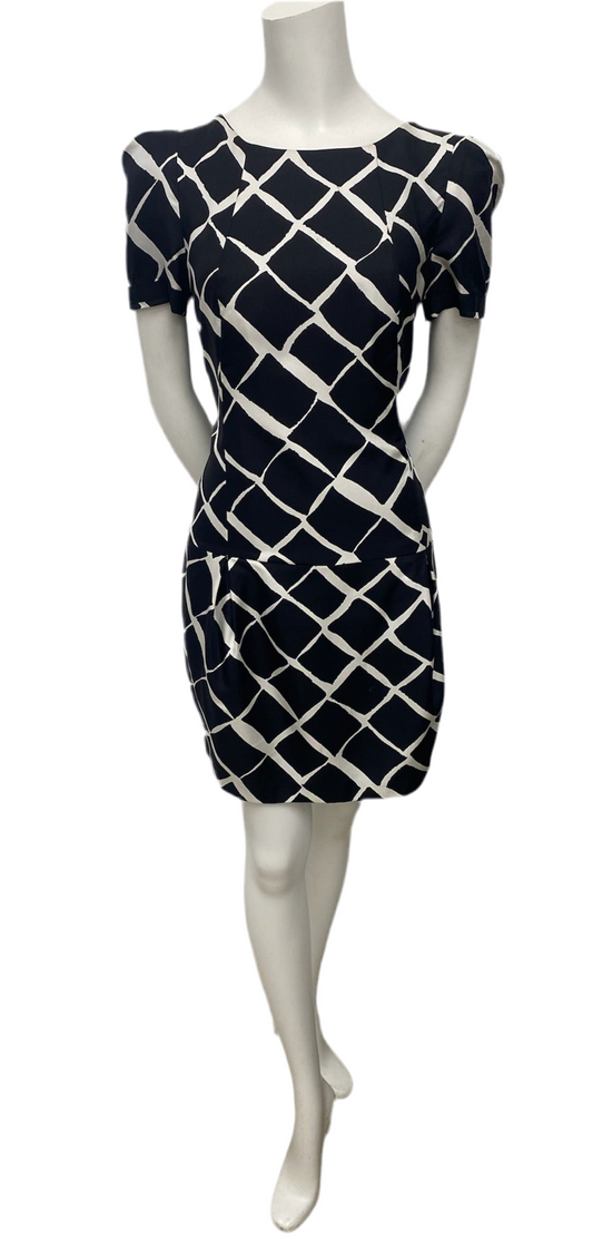 Club Monaco Black & White Print Dress Size 8