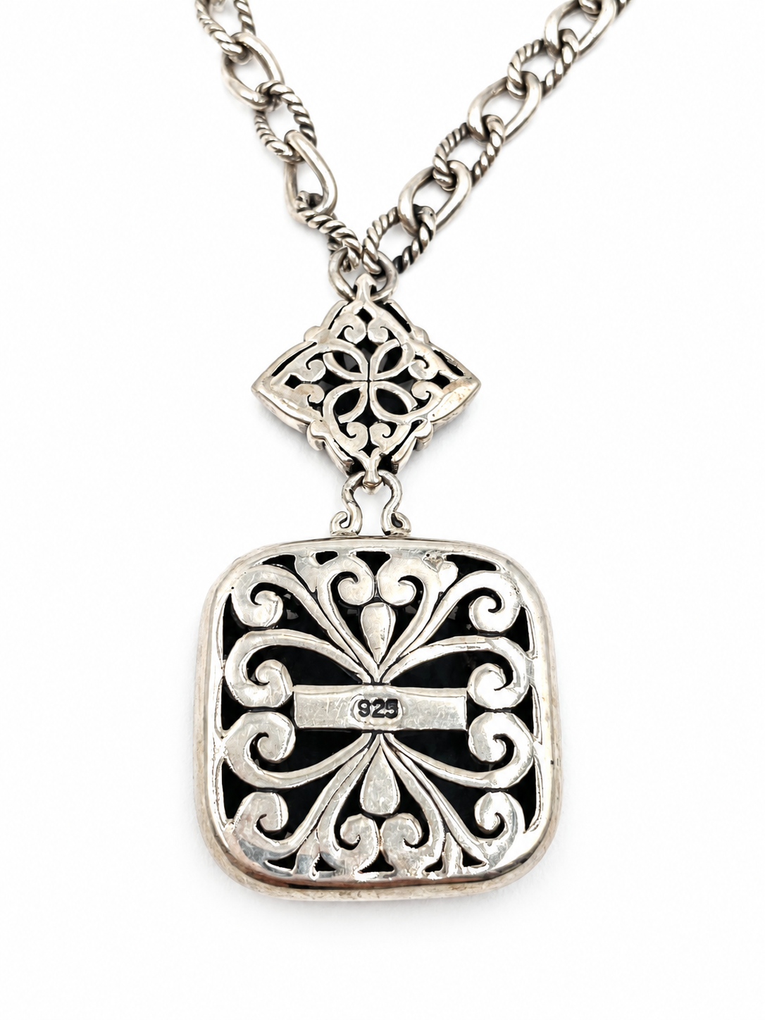 Silverstone Two Tone Hammered Pendant Necklace
