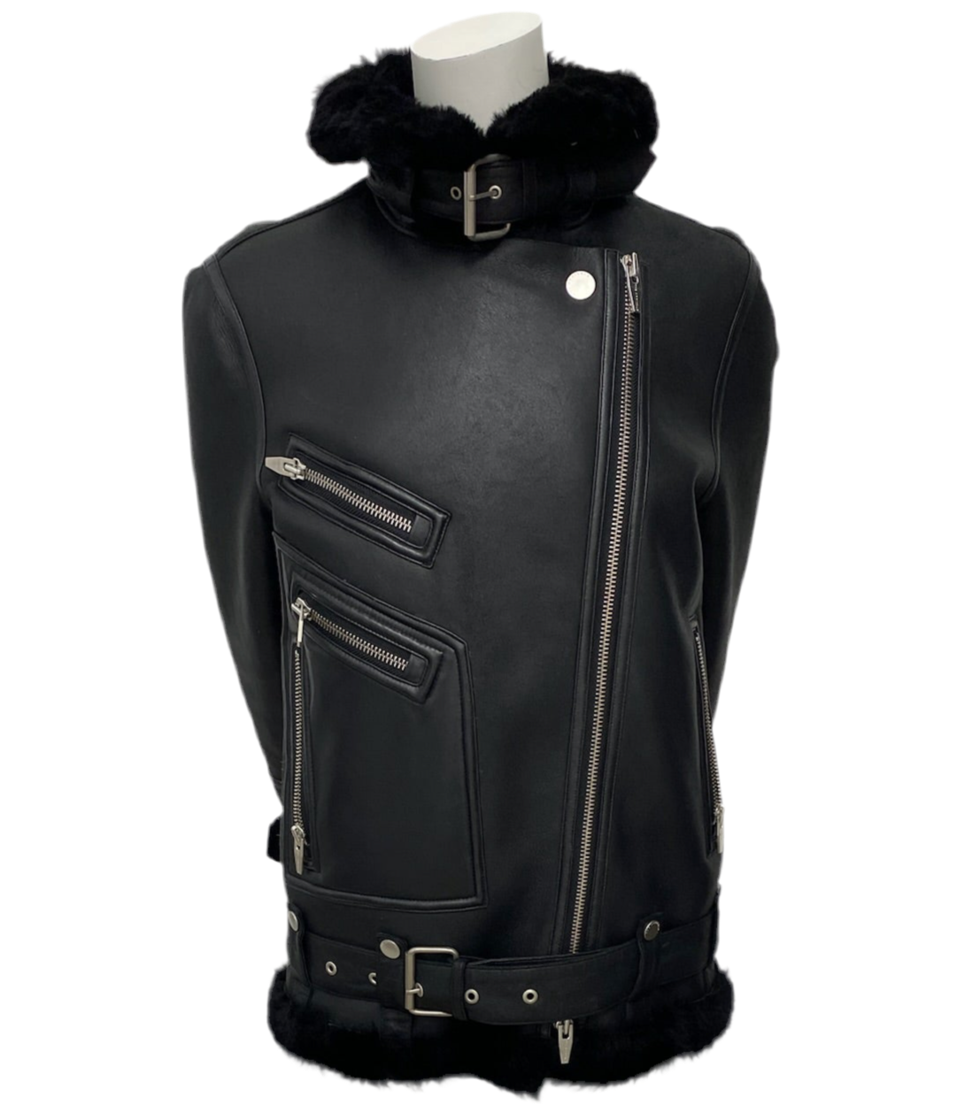 The Arrivals Black Shearling Leather Jacket Size XS