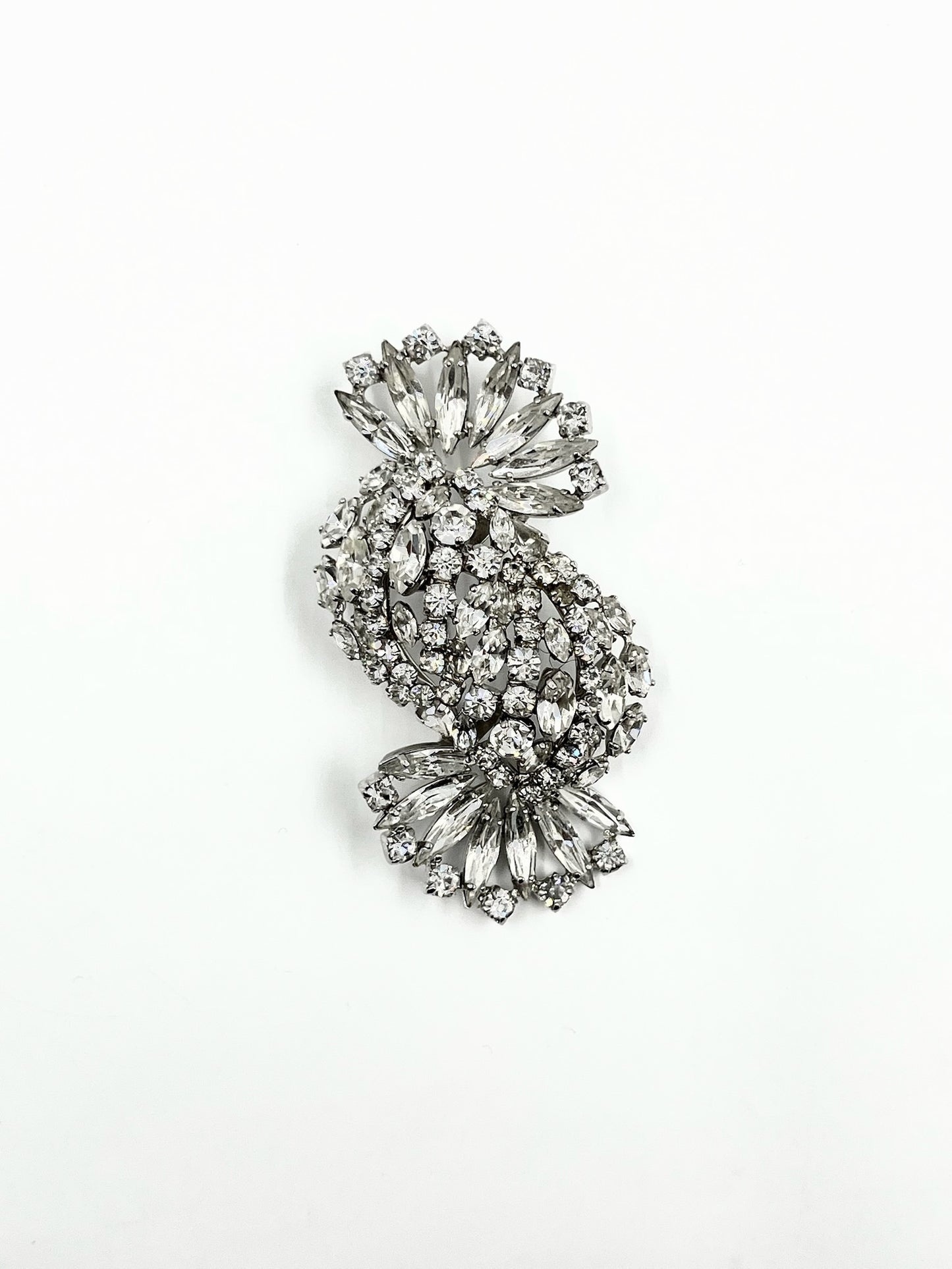 Vintage 1950s Sherman Clear Swarovski Crystal Brooch