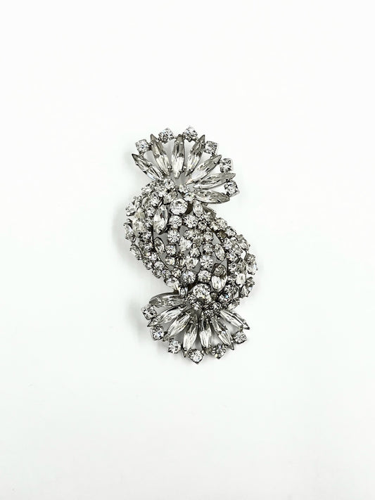 Vintage 1950s Sherman Clear Swarovski Crystal Brooch