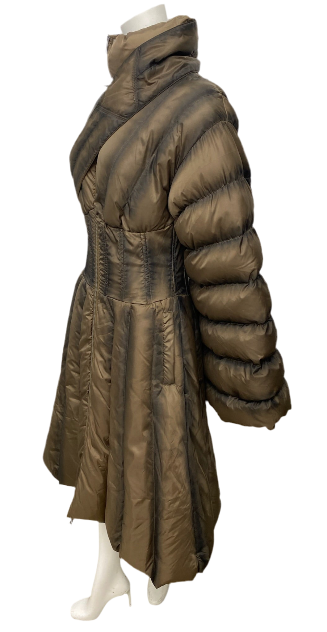 Barker Wave Brown Puffer Corset Jacket With Scarf Size L