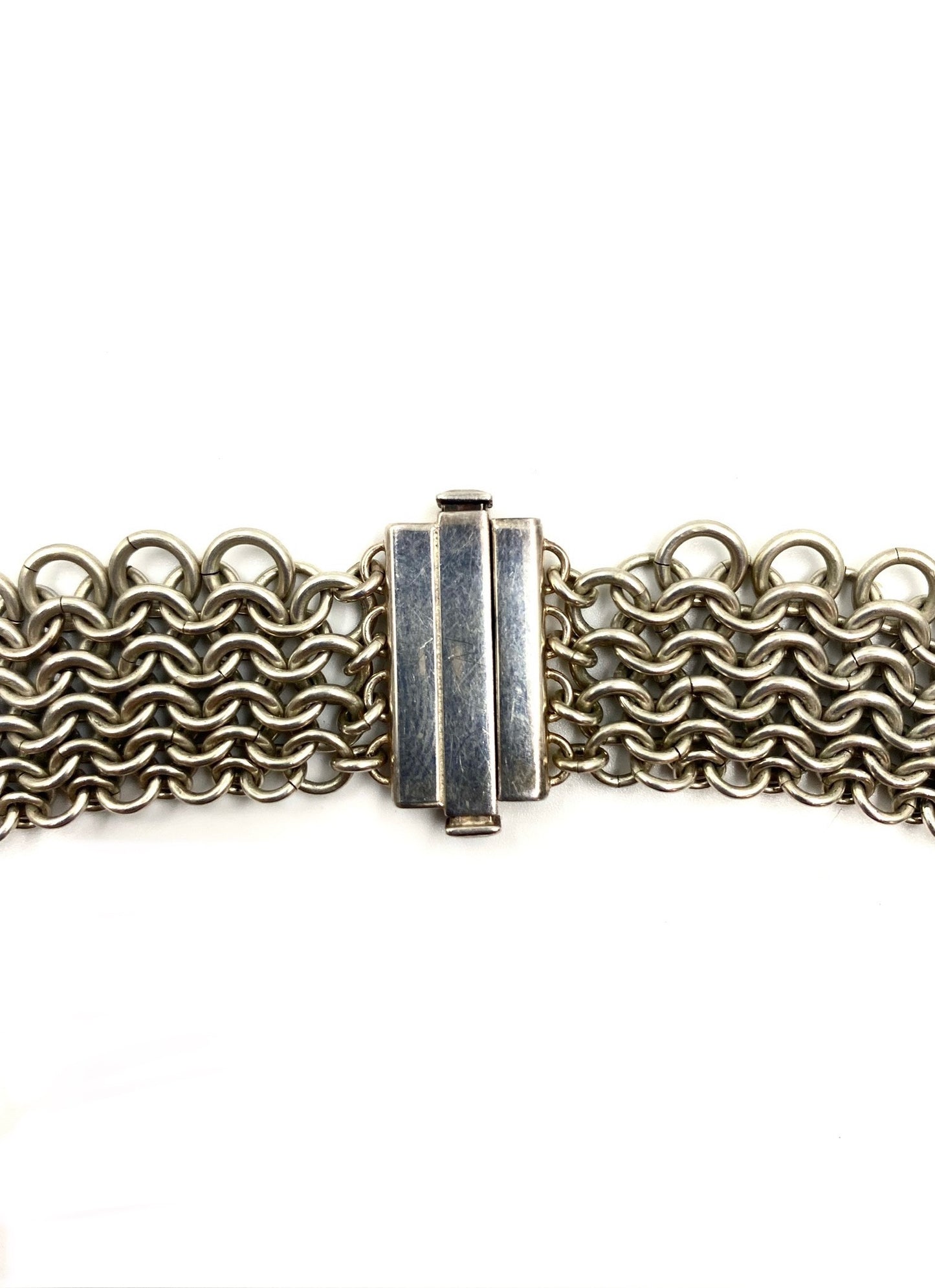 Italian Woven Flat Links Chain Choker Necklace