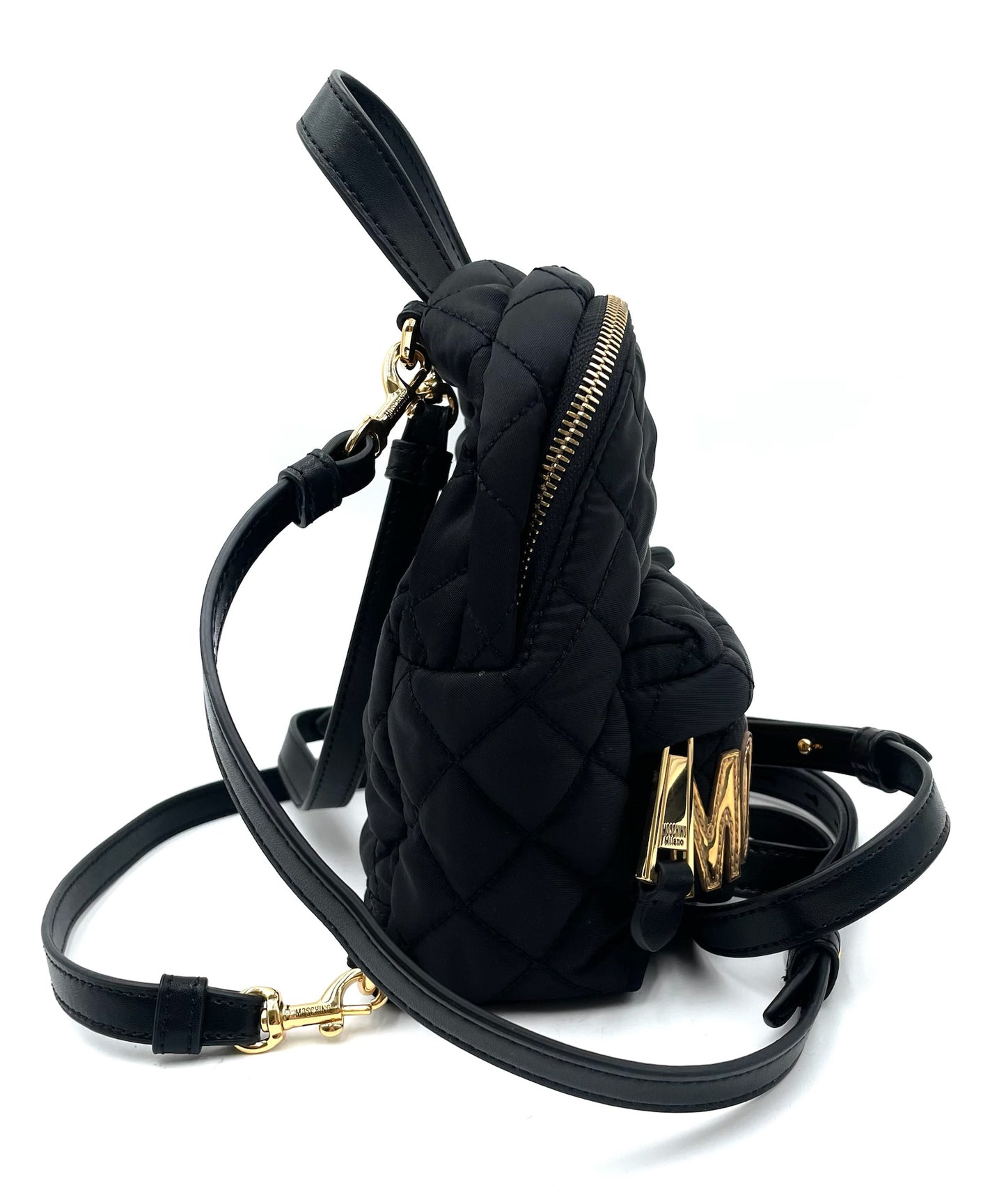Moschino Black Mini Quilted Backpack