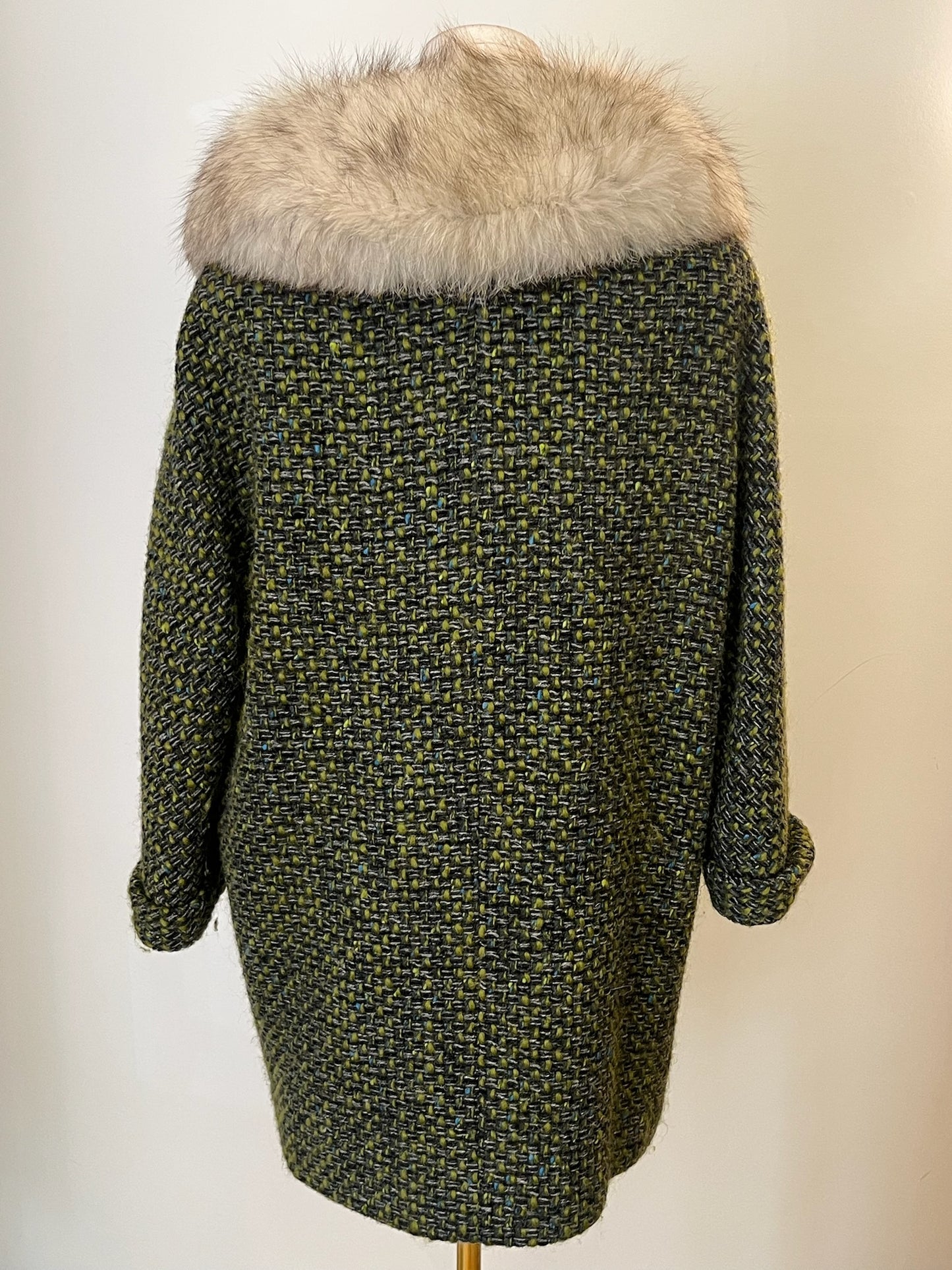 Vintage Green Wool  & Fur Set Fits XS/S