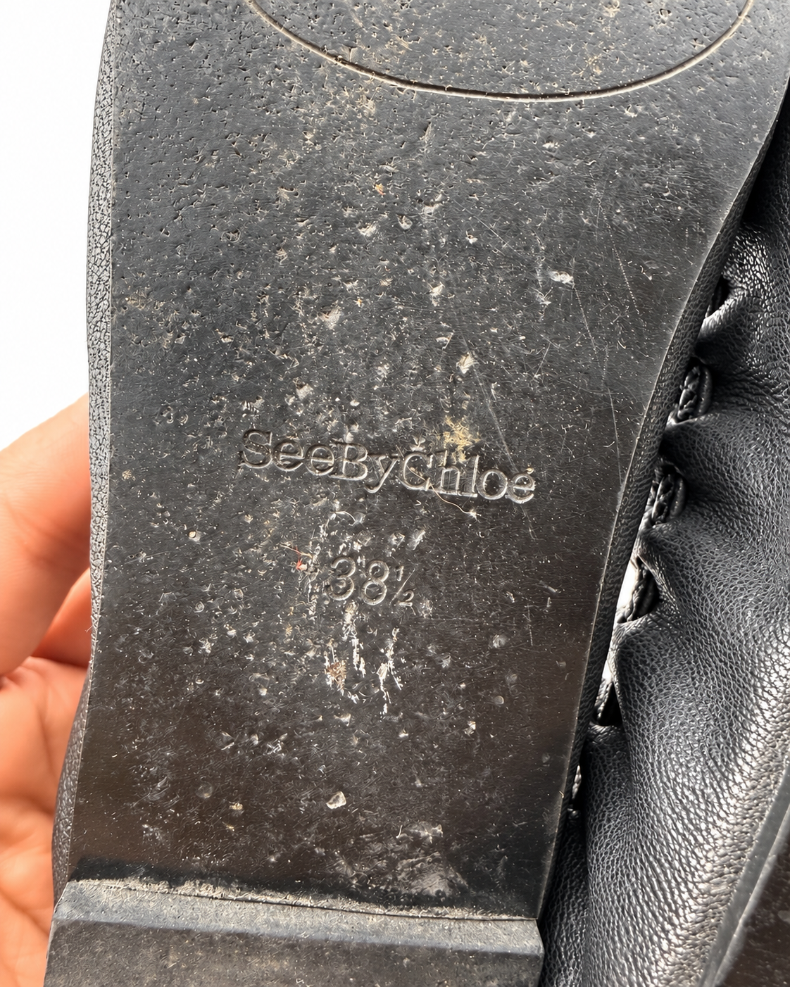 See By Chloe Black Jane Leather Ballet Flats Size 38.5