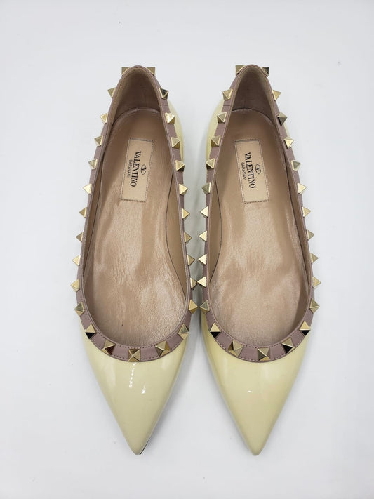 Brand New Valentino Yellow Rockstud Flats Size 36