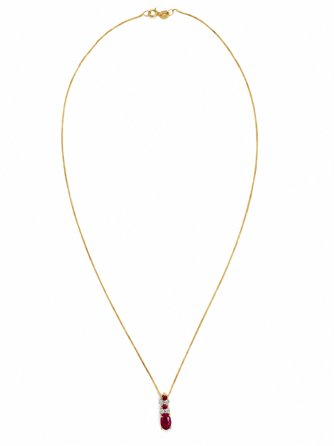 14K Gold, Diamond & Ruby Earrings & Necklace Set