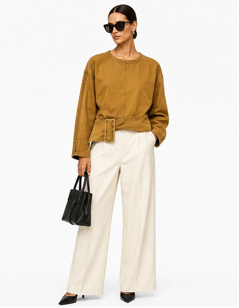 3.1 Philip Lim Mustard Gold Denim Blouse Size 6