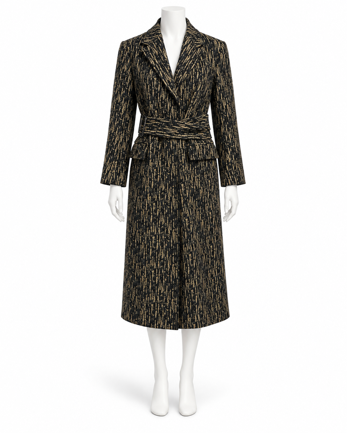 3.1 Phillip Lim Abstract Print Wool Belted Long Coat Size 44 US 8