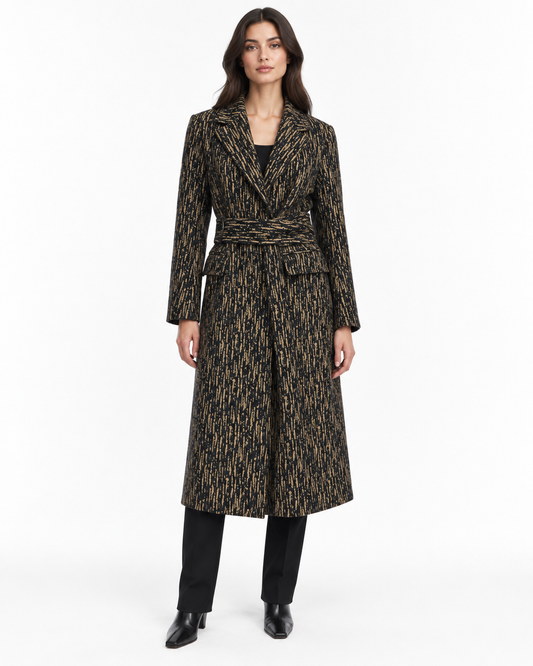 3.1 Phillip Lim Abstract Print Wool Belted Long Coat Size 44 US 8