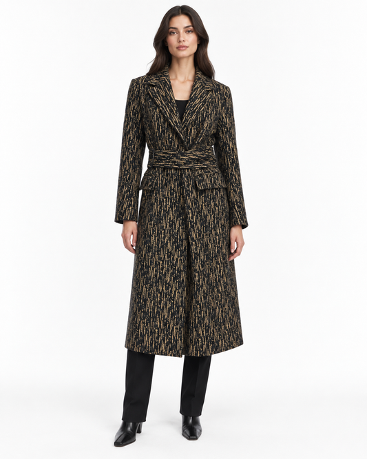 3.1 Phillip Lim Abstract Print Wool Belted Long Coat Size 44 US 8