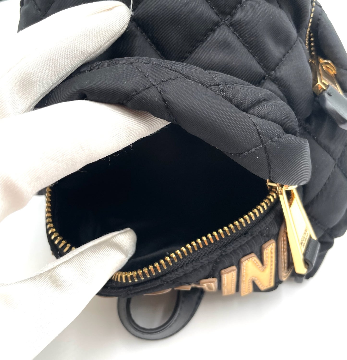 Moschino Black Mini Quilted Backpack
