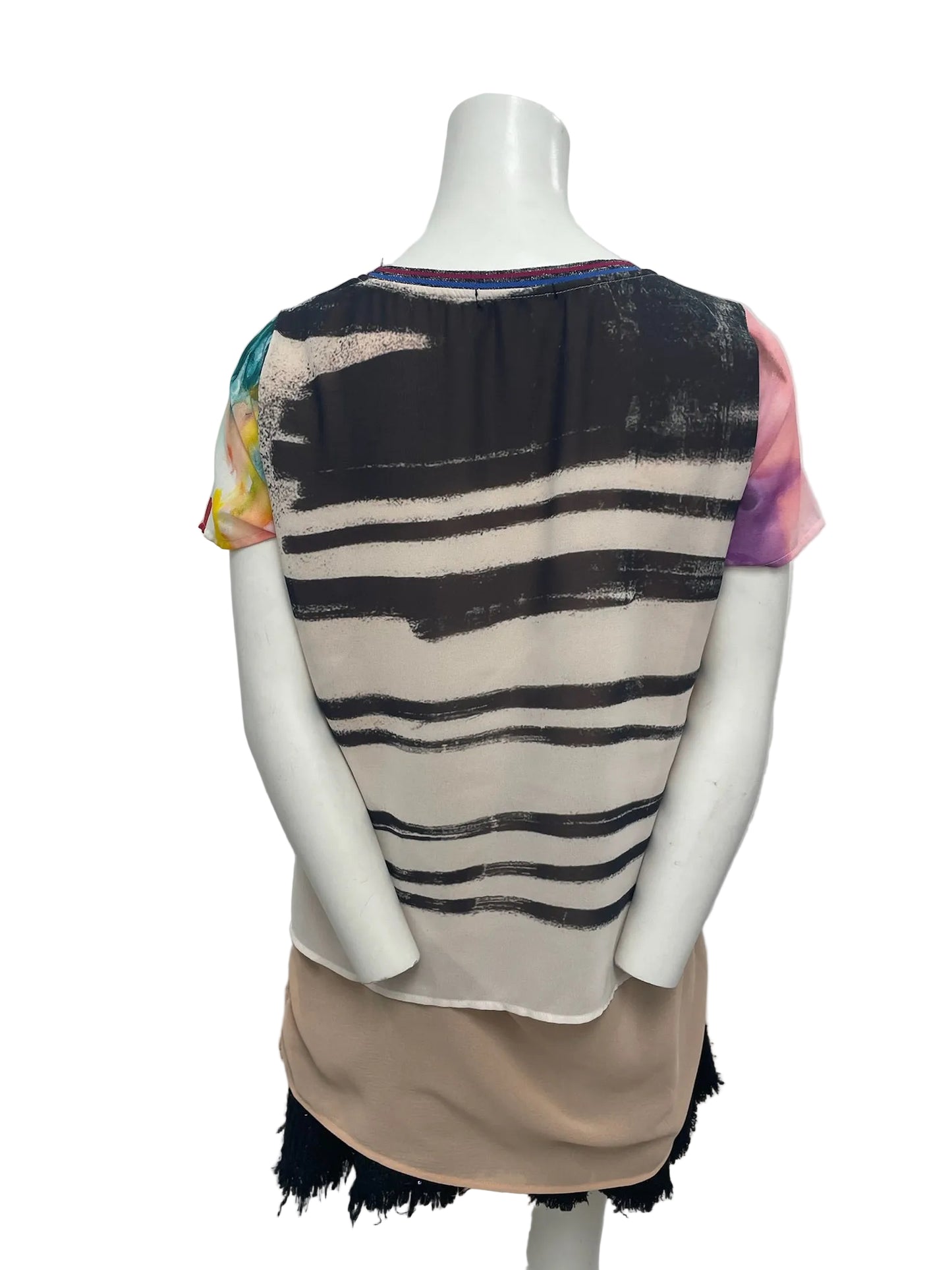 Desigual Multicolor Print Silk Blouse Size M