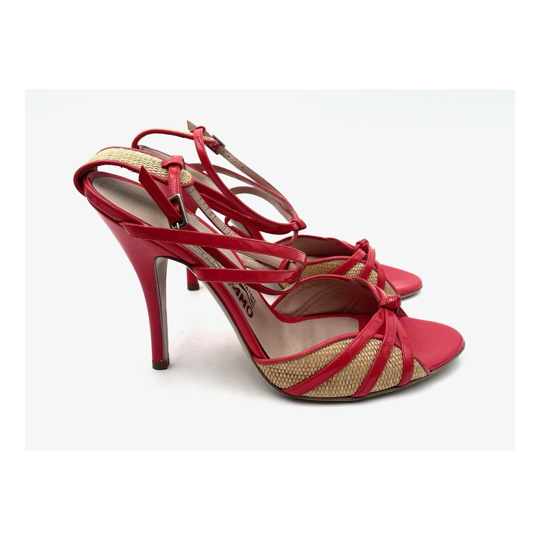 Vintage Salvatore Ferragamo Orange Strappy Heels Size 8.5