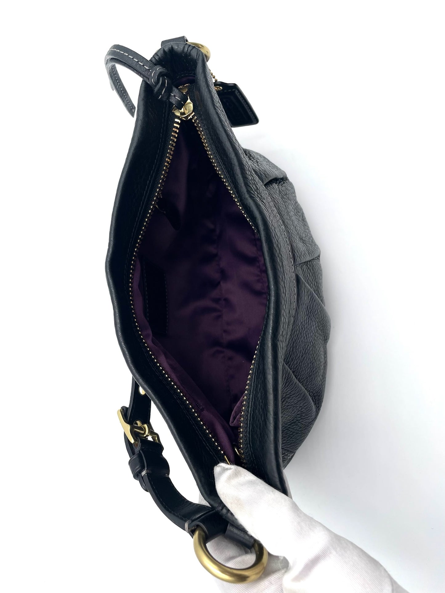 Coach Black Leather Hampton Hobo Bag