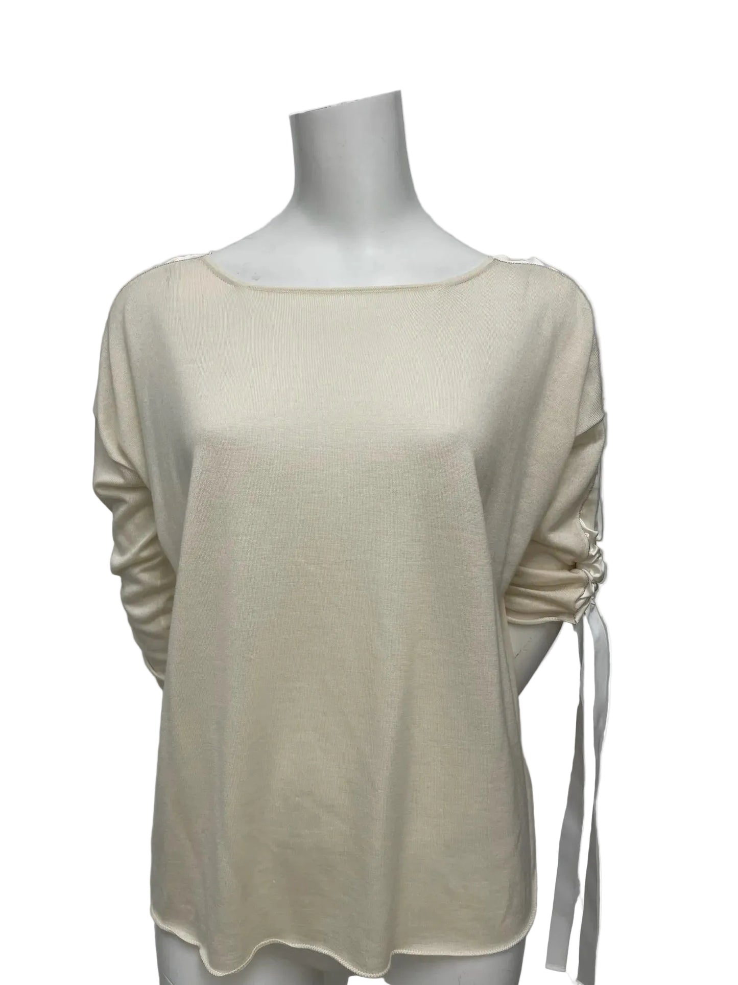 Fabiana Filippi Cream Cashmere Ruched Blouse Size XS