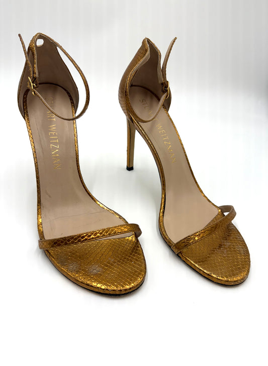 Stuart Weitzman Gold Strappy Heels Size 11.5