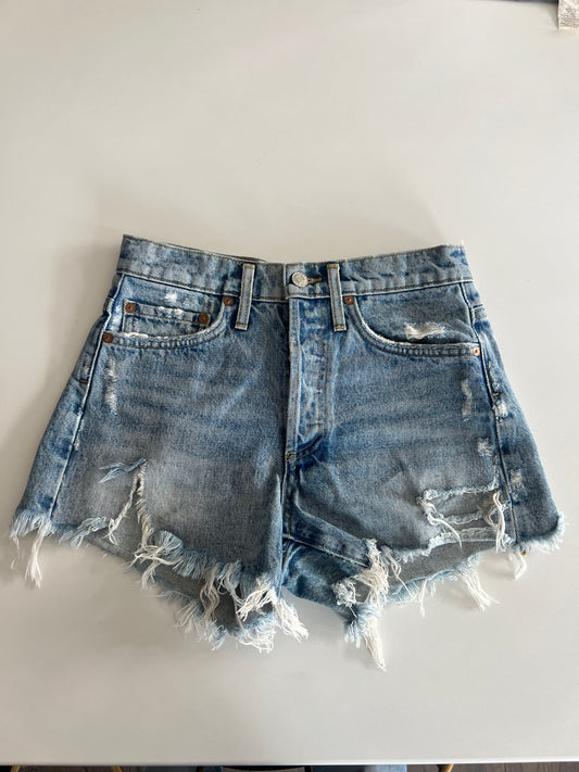 Agolde Parker Blue Denim Cut-Off Shorts Size 23
