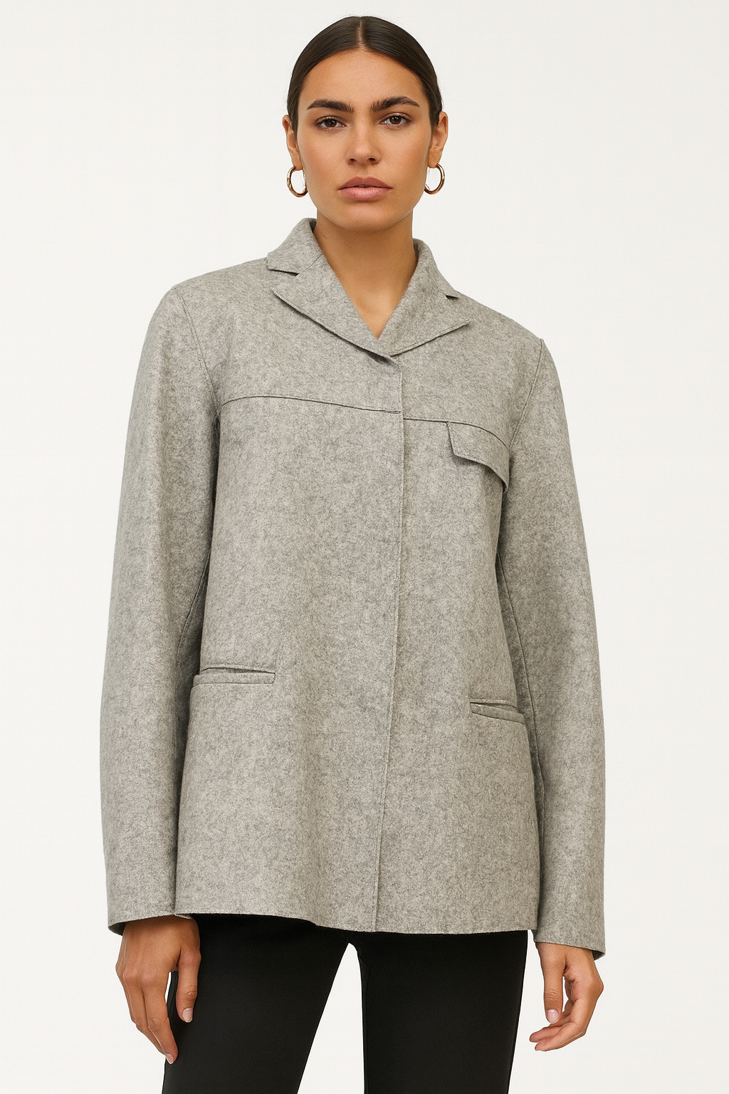 Philosophy Di Alberta Ferretti Grey Wool Shacket Size S