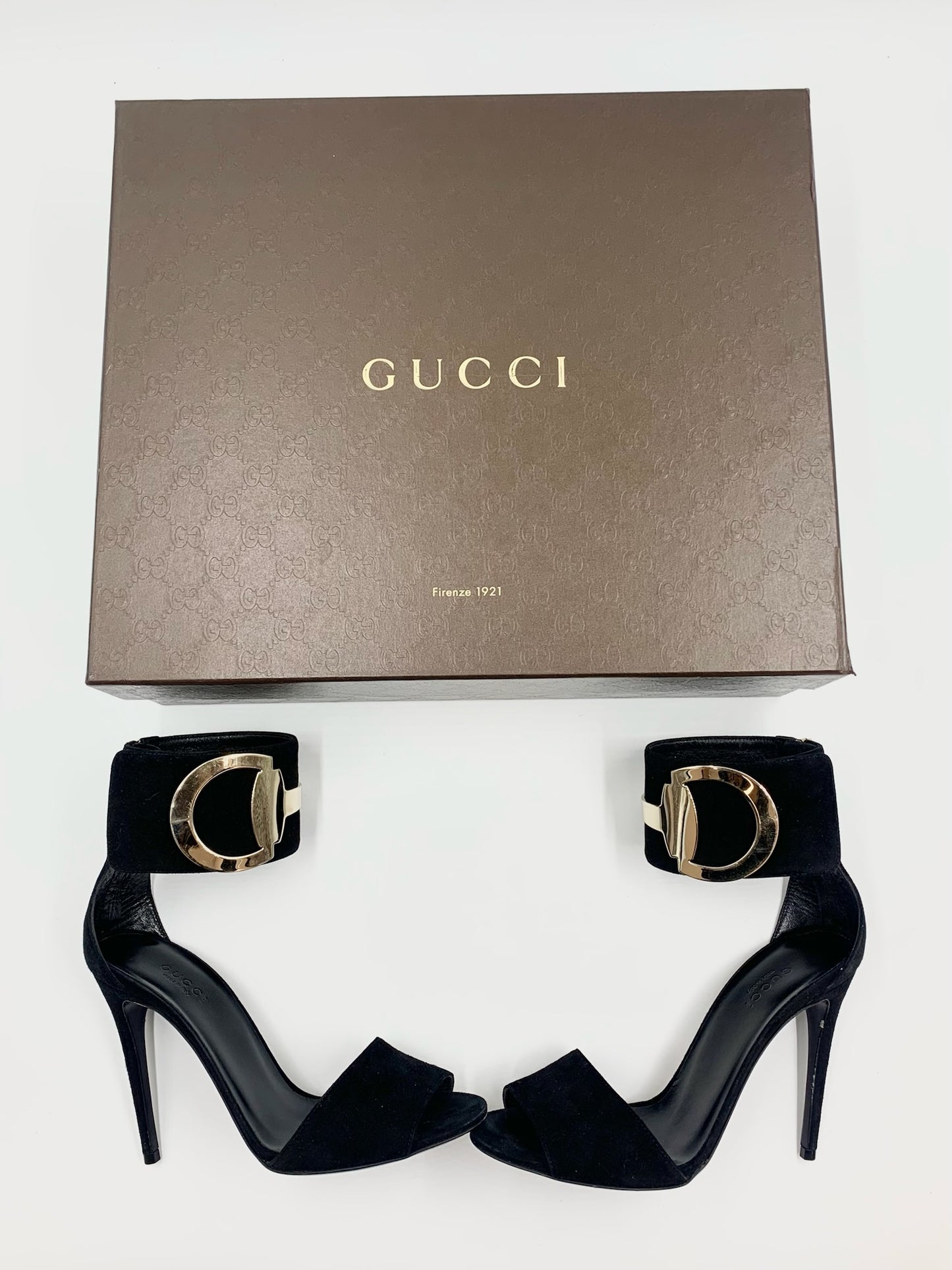 Gucci Black Ankle Strap Heels Size 6.5