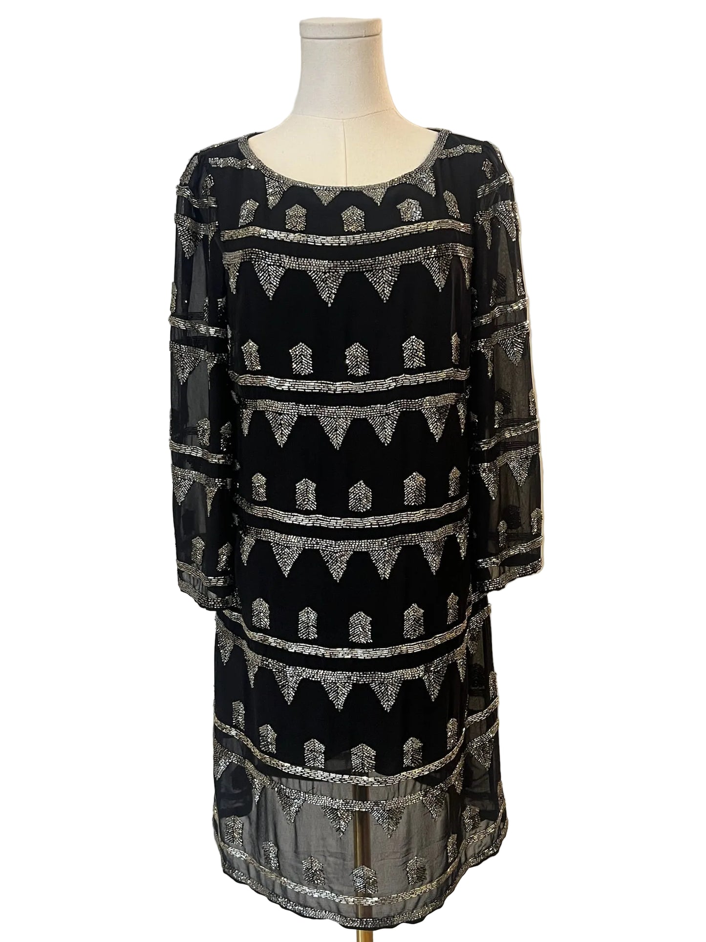 Alice & Olivia Black Beaded Shift Dress Size 8